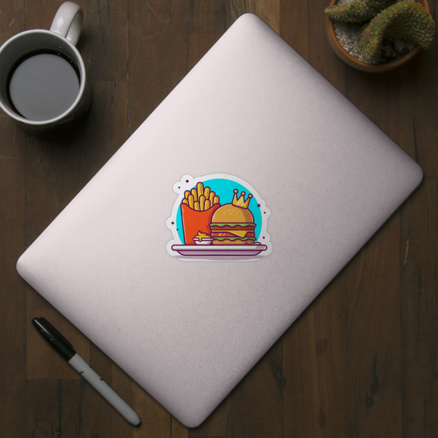Burger With French Fries Cartoon Vector Icon Illustration (2) by Catalyst Labs